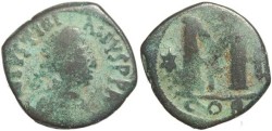 Ancient Coins - Byzantine Empire - Justinian AE follis - Constantinople