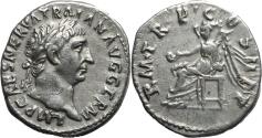 Ancient Coins - Roman silver denarius of the Emperor Trajan - PAX