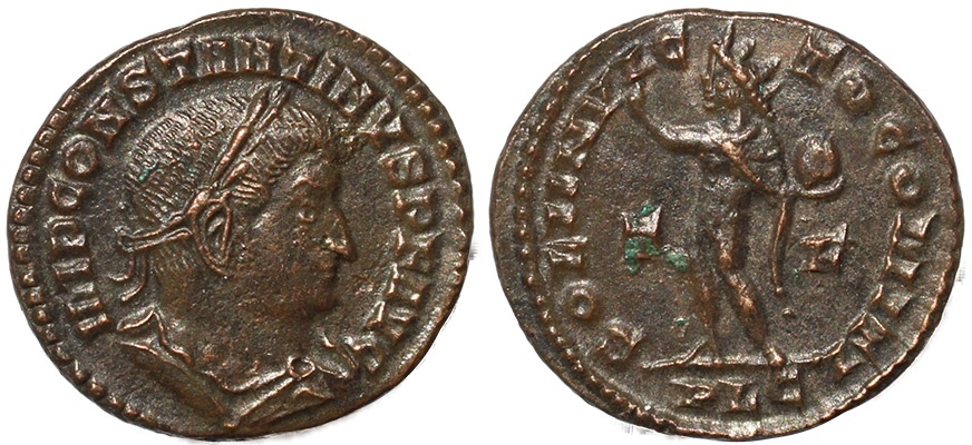 Ancient Coins - Roman coin of Constantine I - SOLI INVICTO COMITI - Lugdunum