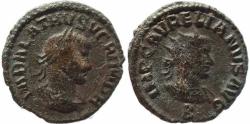 Ancient Coins - Roman coin of Vabalathus and Aurelian AE silvered Antoninianus - VABALATHVS VCRIM DR