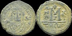 Ancient Coins - Ancient Byzantine coin of Maurice Tiberius AE Follis - Theoupolis (Antioch) Mint
