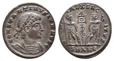 Ancient Coins - VF+++ Full Silvered Ancient Roman coin of Constantine II - GLORIA EXERCITVS