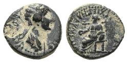 Ancient Coins - Ancient Roman Provincial coin of Agrippina II with Cybele minted in Eumeneia, Phrygia
