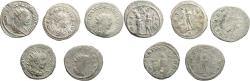 Ancient Coins - 5 Ancient Roman silvered coins of Gallienus and Claudius II