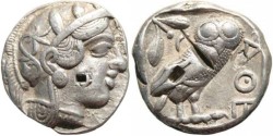 Ancient Coins - Ancient Greek coin - Athenian silver tetradrachm circa 449-431BC