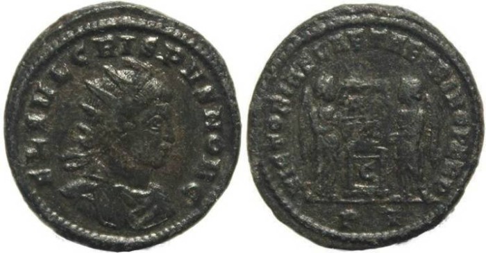 Ancient Coins - Ancient Roman coin of Crispus - VICTORIAE LAETAE PRINC PERP - Ticinum