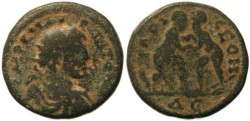 Ancient Coins - Elagabalus, Laodikeia, Syria AE17 - Two wrestlers