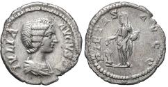 Ancient Coins - Ancient Roman silver coin of Julia Domna minted in Rome - PIETAS AVGG