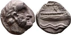 Ancient Coins - Ancient Phoenician coin from Arados - Persian King and Galley - 380-351 BC