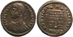 Ancient Coins - Crispus Ae follis struck 325-326AD Cyzicus