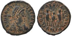 Ancient Coins - Ancient Roman coin of the Emperor Honorius, Arcadius and Theodosius minted in Antioch