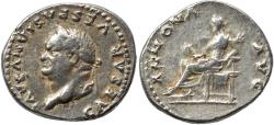 Ancient Coins - Ancient Roman silver denarius of the Emperor Vespasian minted in Rome