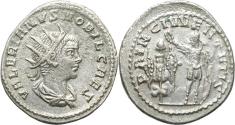 Ancient Coins - Ancient Roman silvered coin of Valerian II as Caesar minted in Antioch 254-255AD
