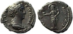 Ancient Coins - Faustina Senior silver denarius 138-141AD - AETERNITAS
