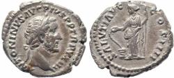 Ancient Coins - Roman coin of Antoninus Pius AR silver denarius - SALVTI AVG COS IIII