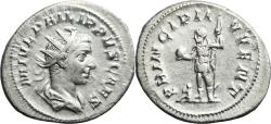 Ancient Coins - Ancient Roman silver coin of Philip II - PRINCIPI IVVENT