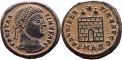 Ancient Coins - EF+ Ancient Roman coin of Constantine I minted in Cyzicus - PROVIDENTIAE AVGG - Campgate with 6 levels