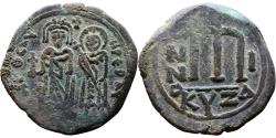 Ancient Coins - Ancient Byzantine coin of the Emperor Phocas and Leontia AE follis minted in Cyzicus
