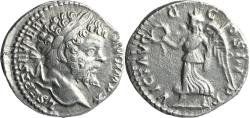 Ancient Coins - Ancient Roman silver denarius of the Emperor Septimius Severus minted in Rome - Victory holding wreath