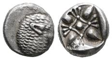 Ancient Coins - Ancient Greek coin from Ionia, Miletos. Late 6th early 4th Century BC. AR Diobol