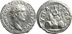 Ancient Coins - Ancient Roman silver coin of the Emperor Antoninus Pius minted in Caesaria, Cappadocia
