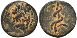 Ancient Coins - Ancient Greek coin minted in Seleukis and Pieria, Antioch - Asklepios and a coiled serpent