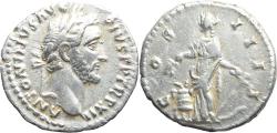 Ancient Coins - Ancient Roman silver denarius of the Emperor Antoninus Pius minted in Rome