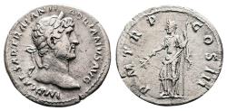 Ancient Coins - Ancient Roman silver denarius of the Emperor Hadrian minted in Rome in 119-122 AD