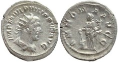 Ancient Coins - Philip I AR silver antoninianus - ANNONA AVGG