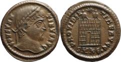 Ancient Coins - Ancient Roman coin of Constantine I minted in Cyzicus - PROVIDENTIAE AVGG - Campgate with 7 levels