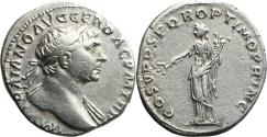 Ancient Coins - Ancient Roman silver coin of the Emperor Trajan minted in Rome