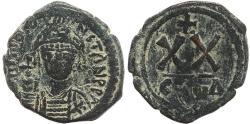 Ancient Coins - Byzantine coin of Tiberius II AE Half Follis - Constantinople