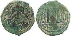 Ancient Coins - Byzantine coin of Maurice Tiberius AE Follis - Antioch - Year 3