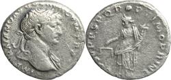 Ancient Coins - Ancient Roman silver denarius of the Emperor Trajan minted in Rome