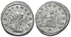Ancient Coins - Ancient Roman silvered coin of the Emperor Gallienus as Augustus