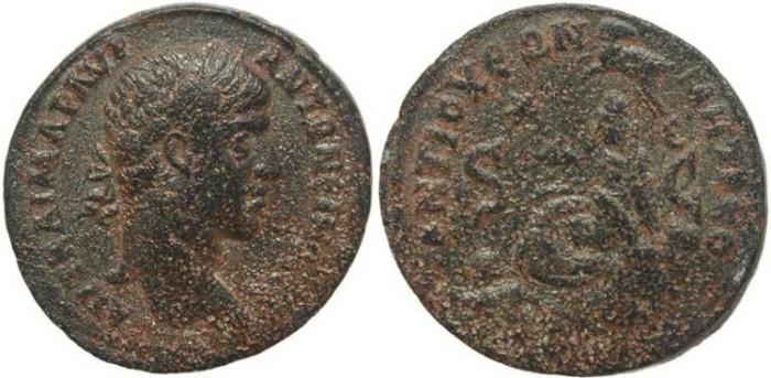 Ancient Coins - Elagabalus AE 32 - Antioch - City Goddess