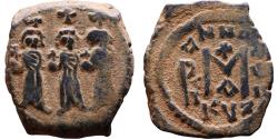 Ancient Coins - Ancient Byzantine coin of Heraclius, Martina and Heraclius Constantine AE Follis minted in Cyzicus