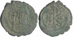 Ancient Coins - Byzantine coin of Maurice Tiberius AE Half Follis - Year 10