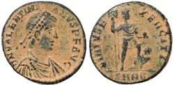 Ancient Coins - Roman coin of Valentinian II Ae2 - VIRTVS EXERCITI - Nicomedia