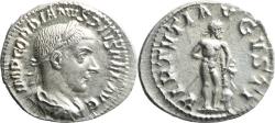 Ancient Coins - EF Ancient Roman silver coin of the Emperor Gordian III with Hercules minted in Rome
