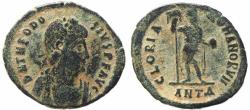 Ancient Coins - Roman coin of Theodosius I Ae2 - GLORIA ROMANORVM - Antioch