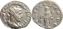 Ancient Coins - Ancient Roman silver coin of the Emperor Volusian minted in Rome