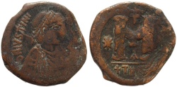 Ancient Coins - Byzantine coin of Justinian I 527-565 AD Ae follis - Antioch