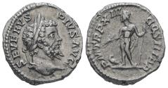 Ancient Coins - Ancient Roman silver denarius of the Emperor Septimius Severus minted in Rome