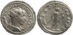 Ancient Coins - Gordian III 238-244AD Antoninianus - Gordian holding globe and spear
