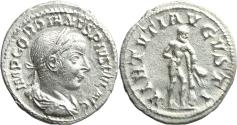 Ancient Coins - EF Ancient Roman silver coin of the Emperor Gordian III with Hercules minted in Rome