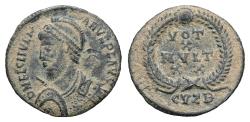 Ancient Coins - Ancient Roman coin of Julian II The Apostate in military helmet holding a shield
