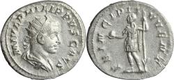 Ancient Coins - Ancient Roman silver coin of the Philip II as Caesar
