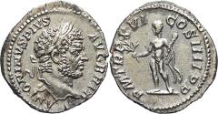 Ancient Coins - EF+ Ancient Roman silver denarius of Caracalla as Augustus minted in Rome - Hercules