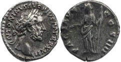 Ancient Coins - Antoninus Pius AR Denarius - PACI AVG COS IIII